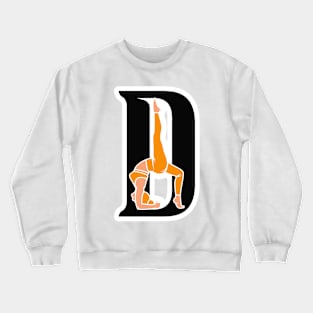 Sports yoga women in letter D Sticker design vector illustration. Alphabet letter icon concept. Sports young women doing yoga exercises with letter D sticker design logo icons. Crewneck Sweatshirt